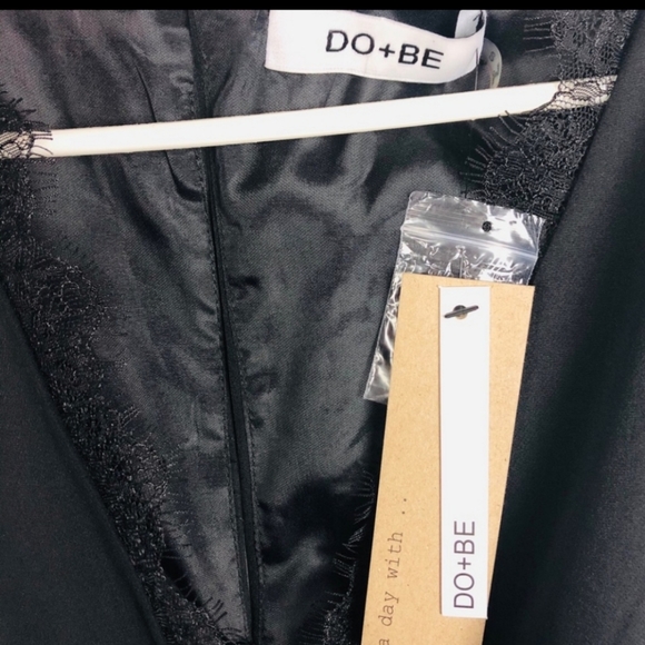 DO+BE | Black Lace Faux Wrap Tie Waist Jumpsuit S - Picture 7 of 7